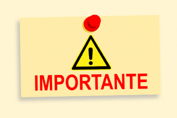 post-it giallo con la scritta "importante" rossa e il cartello triangolare con i bordi e un punto esclamativo al centro nero e lo sfondo giallo