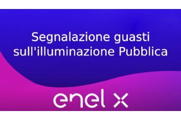 logo enel X con riportato "Segnalazione guasti sull'illuminazione pubblica"