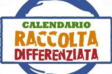 immagine con scritto "Calendario raccolta rifiuti" con cornice blu