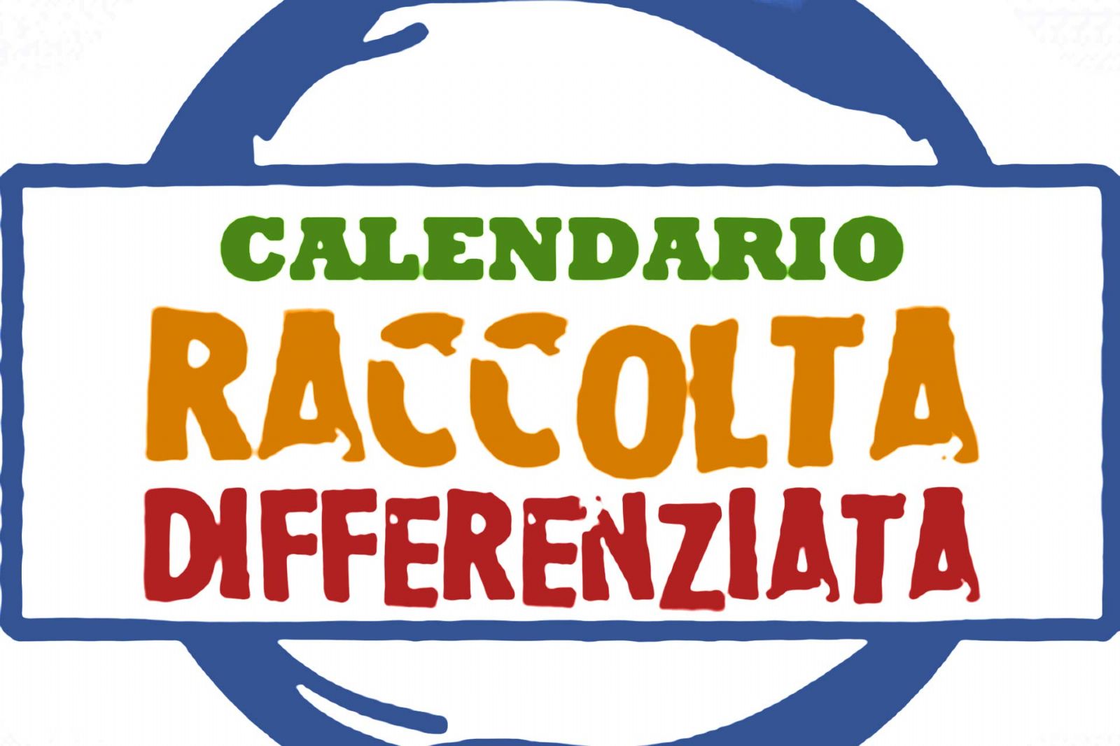 immagine con scritto "Calendario raccolta rifiuti" con cornice blu